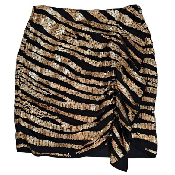 Nasty Gal NWT Zebra Sequin Mini Skirt Sz 6 - Picture 2 of 11